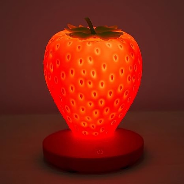 Strawberry Night Light, Sød Silikone Strawberry Lamp Nursery LED