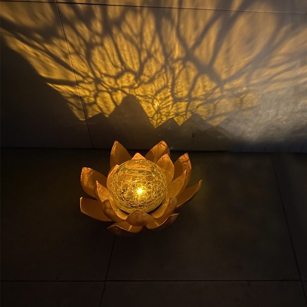 Lotus Solcellslampa, Ø 20 cm, Höjd 10 cm, metall, brun