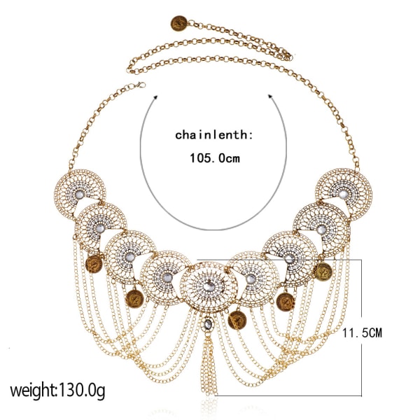 Boho Coin Belly Chain Rhinestone Midjekedjor Dans Sommar Kropp J