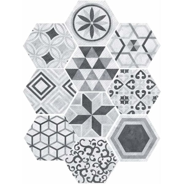 Tile Stickers Hexagonal Industrial Style Anti-Slip Self Adhesive