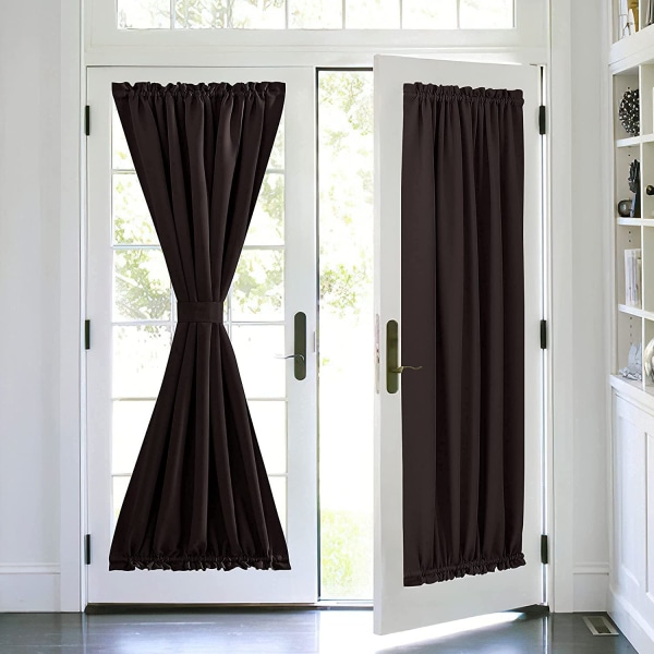 Fransk dörrpanel gardinpanel termiskt isolerad enfärgad fransk dörr gardinpanel mörkläggningsgardiner franska dörrpaneler, 1 st (137 * 183cm)