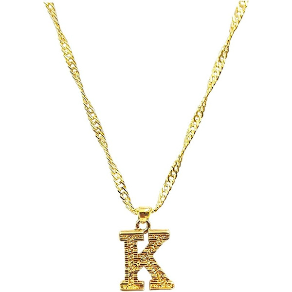 Halsband med initial i guldpläterat 14K för kvinnor och flickor