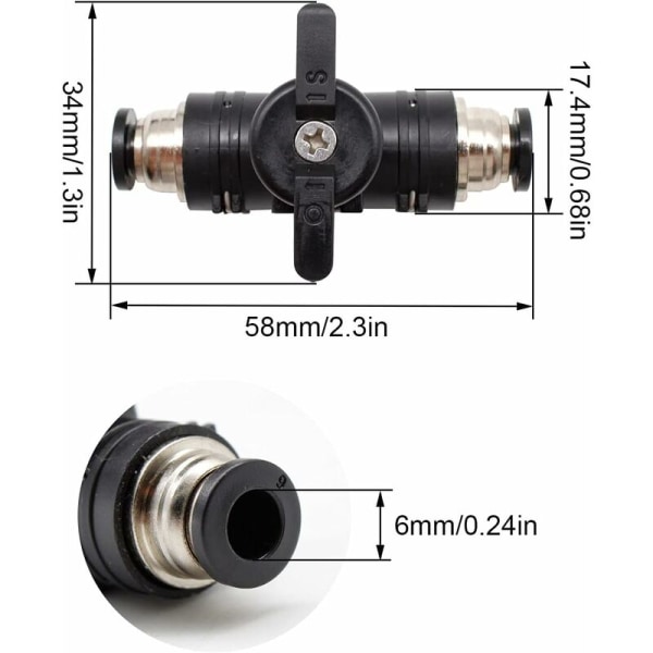 Pneumattinen liitin, suora pneumaattinen liitin Demeter 6mm