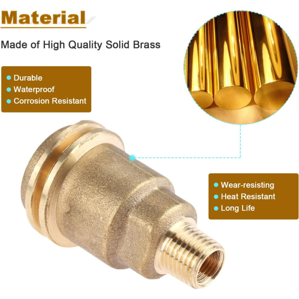 QCC1 Møtrik Propangas Gasfitting Adapter Rørgevind, Massiv Messing Hurtigkoblinger Grillregulator Udendørs Madlavning Opvarmning