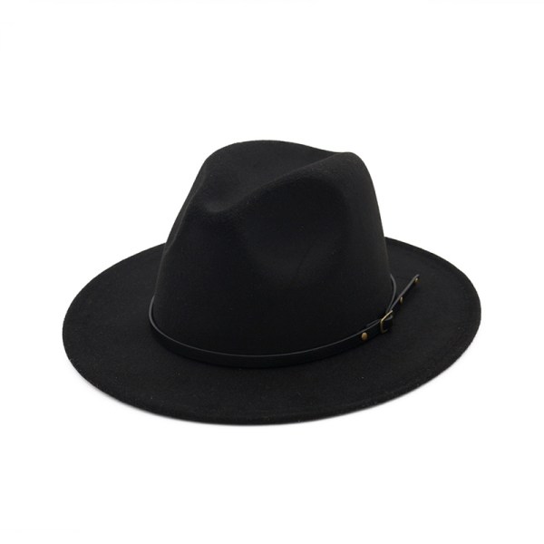 Fedora-hat i uldfilt til kvinder eller mænd (sort)