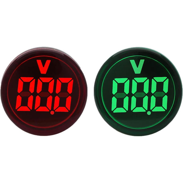 Rund LED-spänningsindikator - AC20-500V, 22mm digital voltmeter f