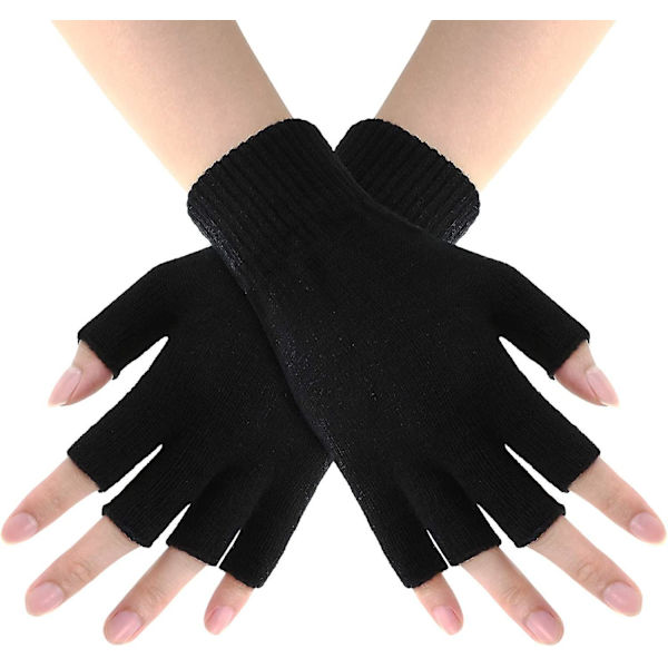 Fingerlösa stickade handskar varma halvfingerhandskar vinter stickade körhandskar present