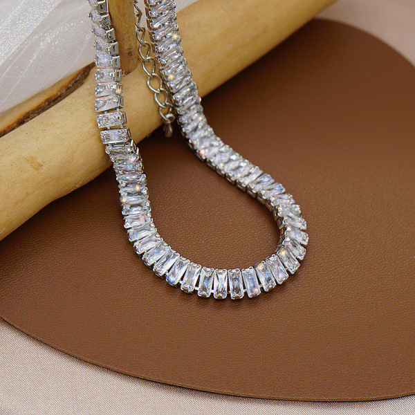 European and American luxury zircon personality chain necklace fa