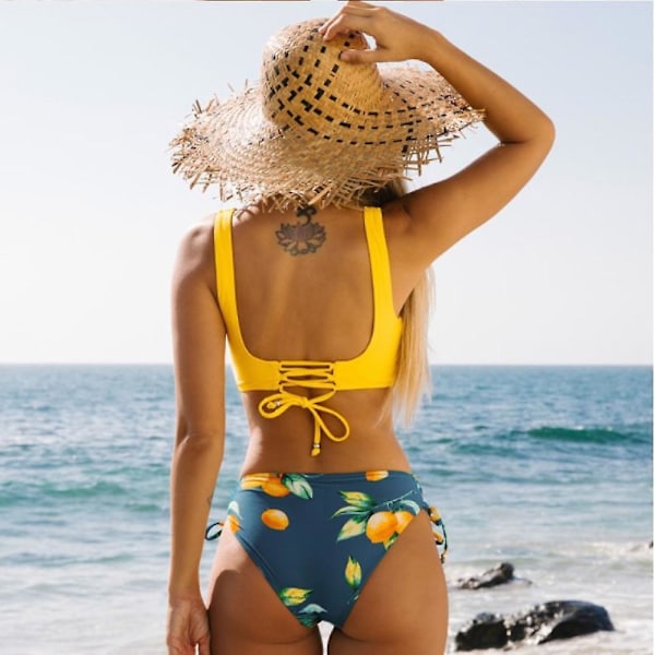 Bikini för kvinnor, tvådelad baddräkt med spets framtill