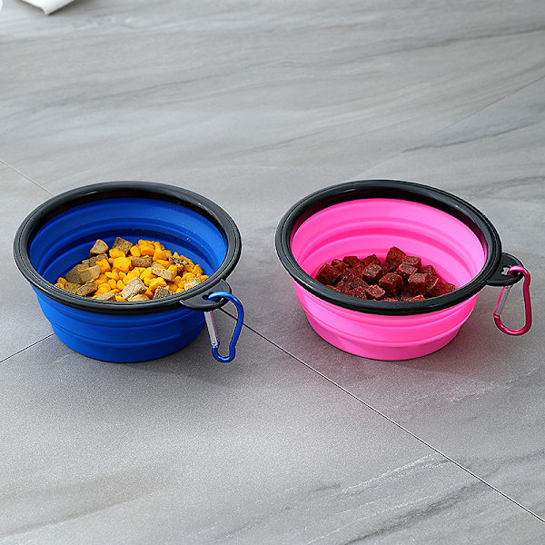 3-pack hopfällbara hundskålar i silikon, BPA-fria, diskmaskinssäkra, bärbara F