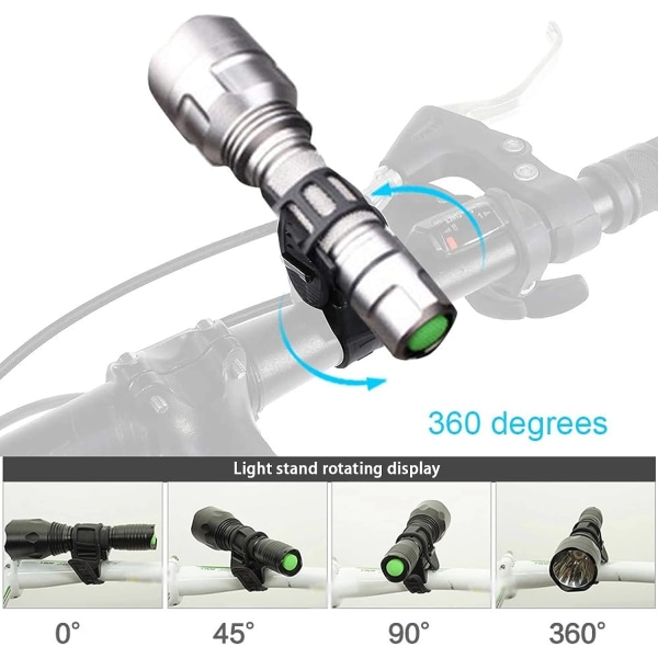 Ficklampa hållare, 360 graders roterande cykelstrålkastare hållare för