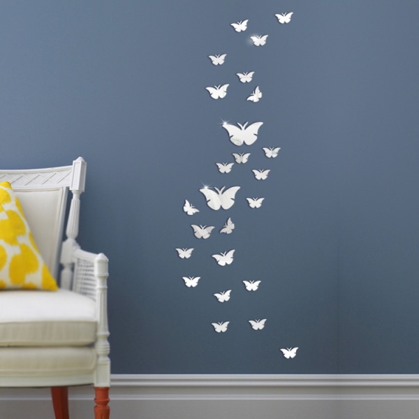 Färgglada fjärilar flygande akryl spegel väggdekaler ingång