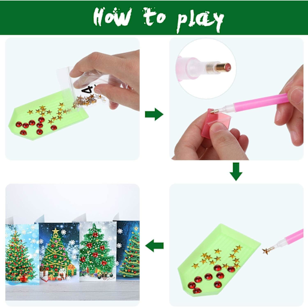 6 DIY 5D Jul-kort med Diamantbroderi, Kuvert för Julhälsningar