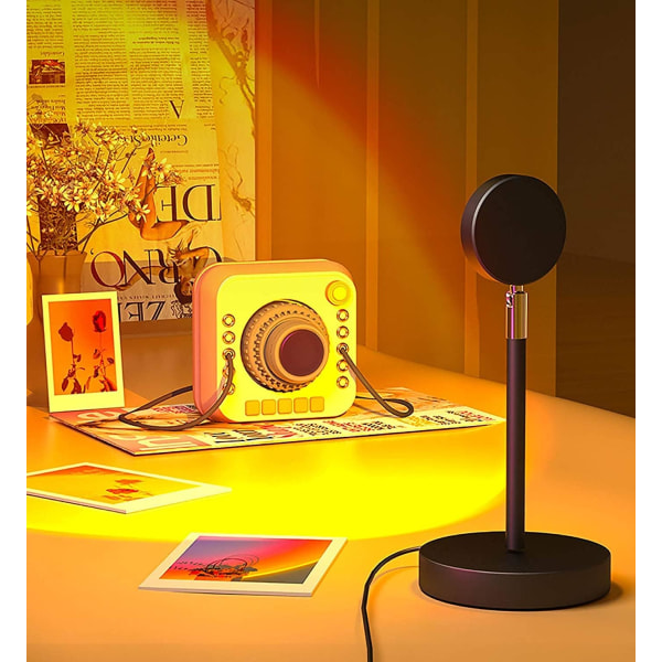 Solnedgångsprojektionslampa, romantisk solnedgångsprojektions-LED-lampa, regnbågslampa kan roteras 90 grader USB-driven nattlampa sovrum TikTok Live Broadcast (Sol)