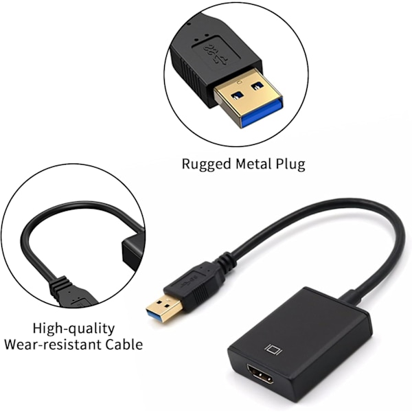 USB-skjermkort kompatibel med 3.0 til skjermkabeladapter 1080P-video