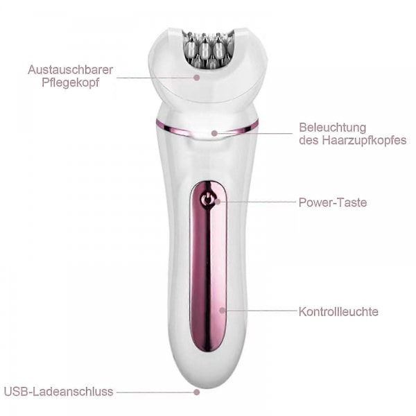 5-i-1 Sladdlös Epilator för Kvinnor, Laddbar Kvinnlig Epilator med Dubbla S
