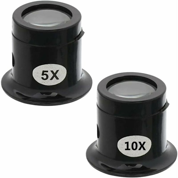 Förstoringsglas för klockor, 5X/10X juvelerarens okularlupp, klocklupp för smycken, diamanter, ädelstenar, mynt okular (svart)