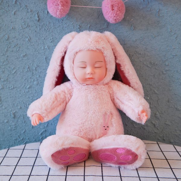 25CM Baby Sleeping Doll Simulerad Kanin Baby Doll Bekväm Sovande Docka Plyschdocka Födelsedagspresent för flickor och pojkar