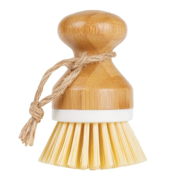 Bambus håndbørste, skrubbørste for rengjøring av tallerkener, flate panner
