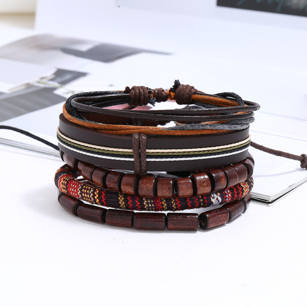 Wrap Bracelets Men Women, Hemp Cords Wood Beads Tribal Ethnic Bra