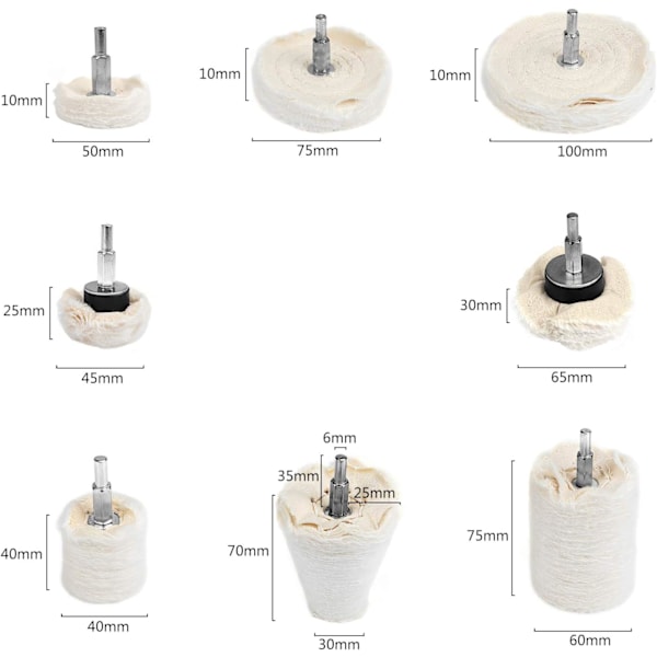 8 st bomullspoleringsrondeller, poleringsskiva, vit poleringsskiva för