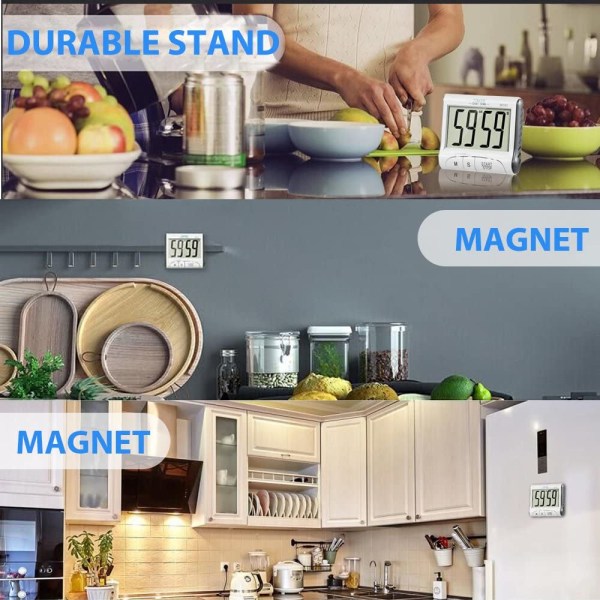 （Hvit）Kjøkkentimer, 24H digital magnetisk elektronisk kjøkken Tim