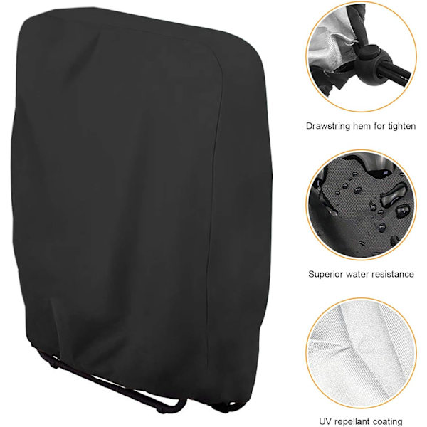 Fällbar solstolsöverdrag, 2 st trädgårdssolstolsöverdrag dammtät, vattentät, anti-UV, trädgårdsavslappningsöverdrag 210D Oxford, B71×H110cm (svart)