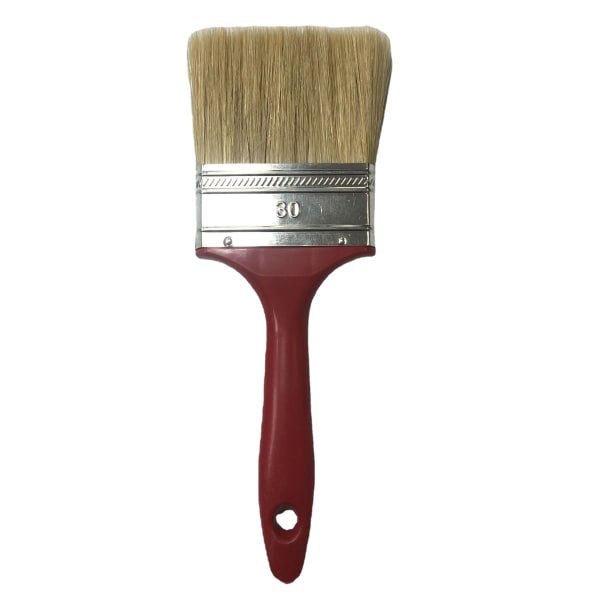 Flad børste til alle typer maling med rødt plasthåndtag (3")