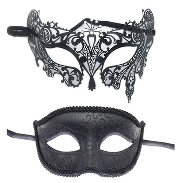 2 st par maskeradsmasquerad set svarta halv ansiktsmasker för danci
