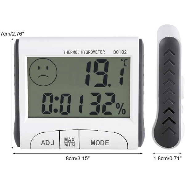 Multifunksjonell temperatur- og fuktighetsmåler med min/maks-registrering