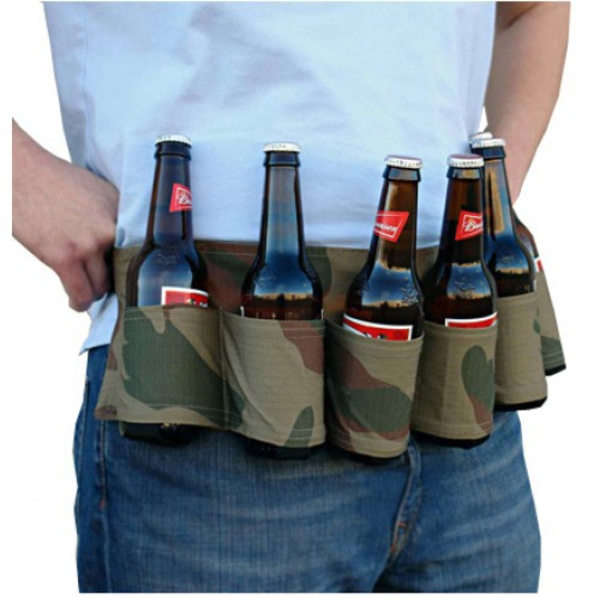 Öl bälte 6 pack hölster justerbar canvas flaska midjeväska (cam
