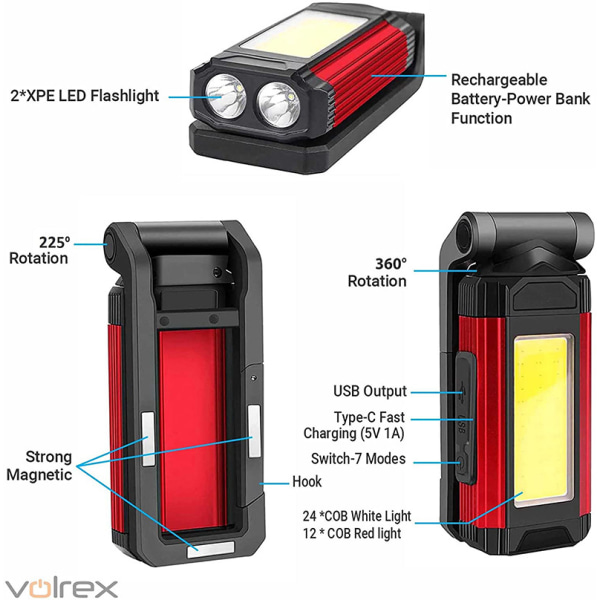 Oppladbar LED arbeidslampe LED arbeidslampe verkstedlampe IP65 Wat