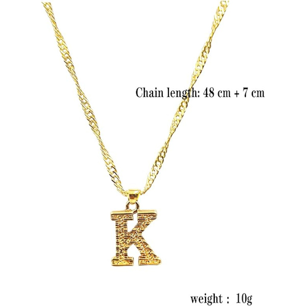 Halsband med initial i guldpläterat 14K för kvinnor och flickor