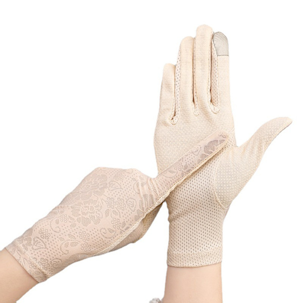 Solskyddshandskar Anti-Slip Anti-UV Körhandskar Damer och Flickor Sommar Utomhus Handskar Aprikos Färg