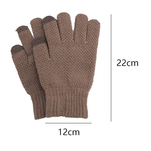 Vinter Touchscreen Handskar Stickade Handskar Fodrade med Varm Ull Elastiska Manschetter (Khaki)
