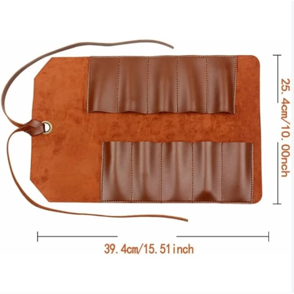 Verktygsväska Rulle Läderficka 10 Fack Multianvändare Organizer Wrap