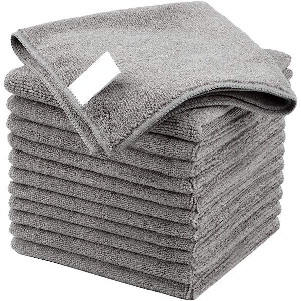 Mikrofiber Rengöringsduk, Allround Mikrofiberdukar, Ränderfria Rengöringsdukar, 12-pack, Grå, Storlek 30x 30 cm
