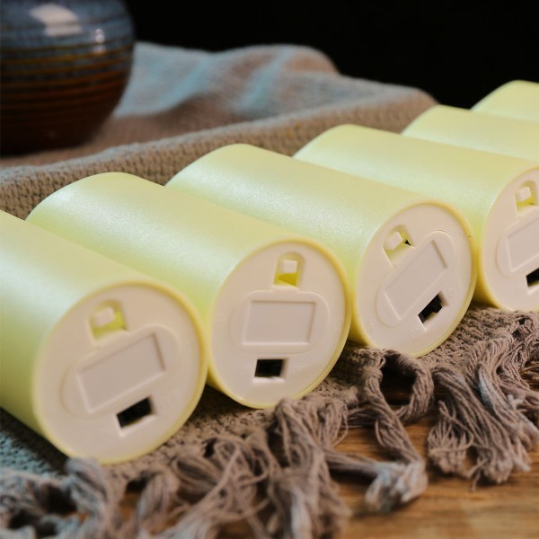 Set med 6 elektriske stearinlys med fjernkontroll for dekorasjon, dekor, fungerer med to AA-batterier (ikke inkludert), 5,3 * 12,5 cm