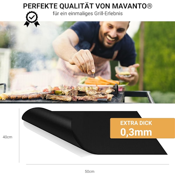 VELDIG STORE BBQ-grillmatter (3-pakning) - 0,3 mm 50x40 cm - Holdbare, gjenbrukbare og