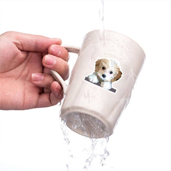 Söta tecknade hundklistermärken för flickvattenflaska, 50 st vattentät
