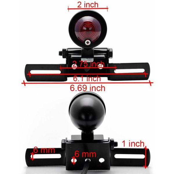 Moottoripyörän takavalo jarruvalo päiväajovalo punainen 12V mustalla rekisterikilven pidikkeellä