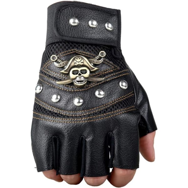 Svarta nithandskar steampunk gotiska handskar punkkläder nit mo