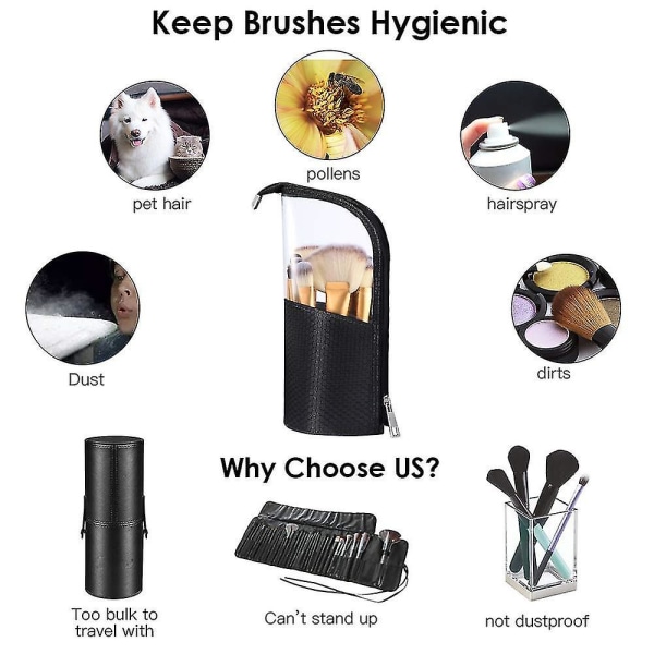 2 stk rejse makeup børste kopholder organiseringstaske, bærbar vand