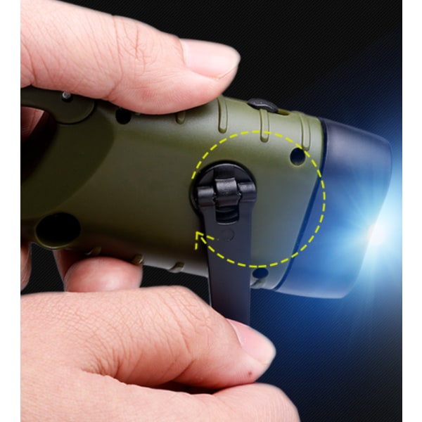 Hand Cranking Solar Powered Rechargeable Flashlight Emergency Led