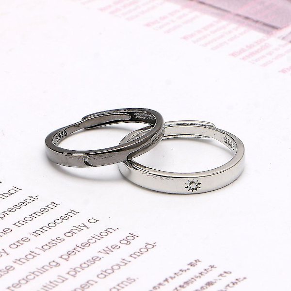 2 st Sol Måne Älskare Par Ringar Matchande Knuckle Ring Justerbar