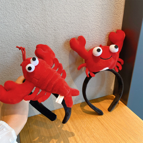 Crab Pannband Hummer Pannband Röd Party Huvudbonader för kvinnor, 2 P