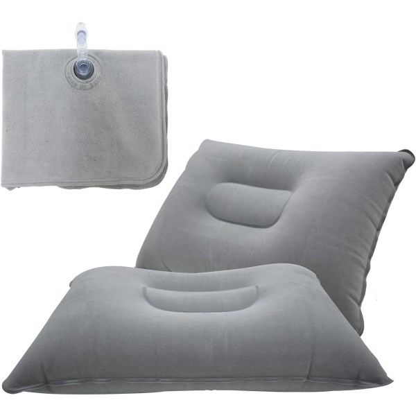 4-pack grå ultralätt uppblåsbar kudde liten fyrkantig flockad Fa