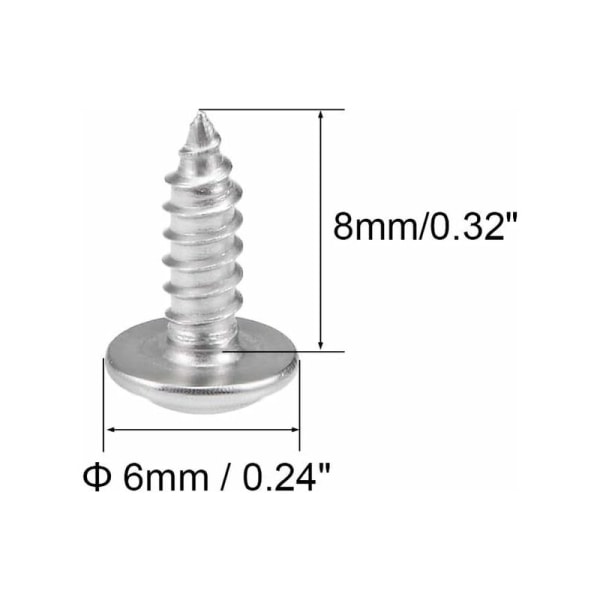 2,6x8mm Phillips Pan Head Självborrande Skruv med Bricka Skruv 304 Rostfritt Stål Fästelement Bultar 50st