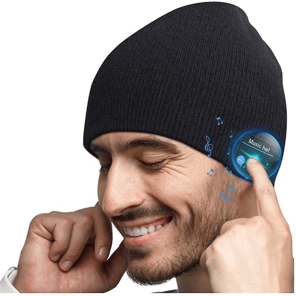 Stickad mössa för män och kvinnor trådlösa Bluetooth musiksamtal (Bla