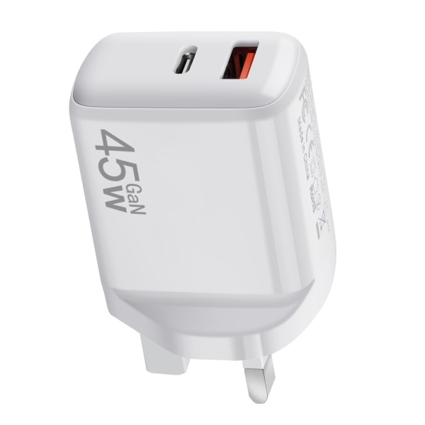 45W 2-portars USB C & USB vit laddare, snabbladdning PD3.0/QC3.0 PP